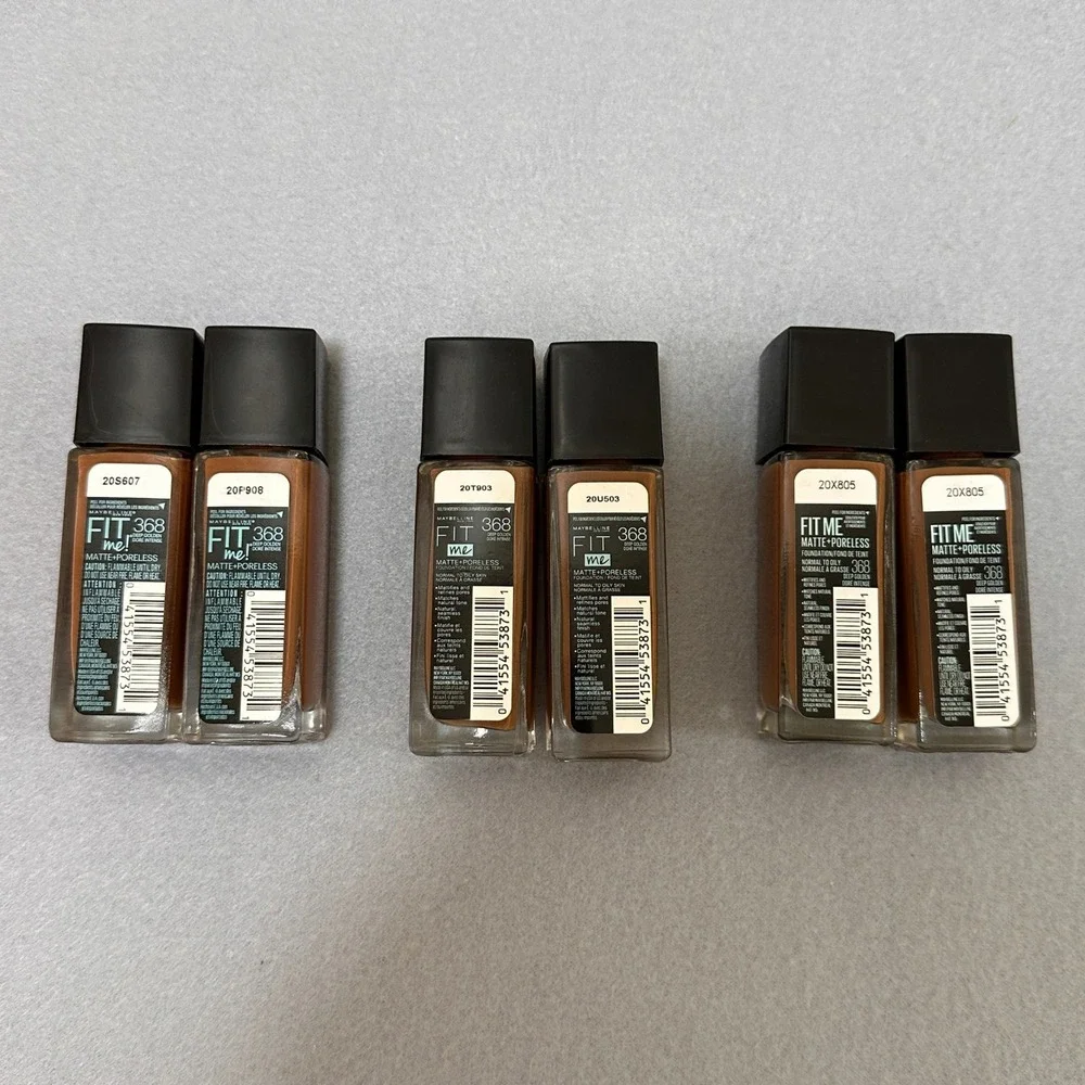 Maybelline Fit Me Matte+Poreless 368 Deep‎ Golden Foundation NEW Lot of 6